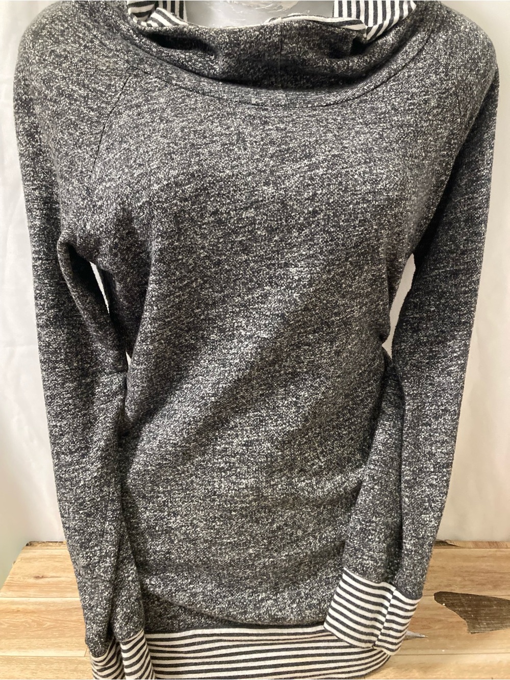 Handmade Cowl Neck Tunic Women’s Small Gray Long Sleeve Cozy Sweater Top